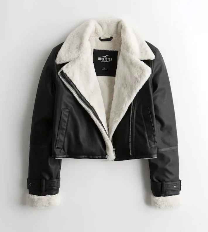 HOLLISTER - Crop Faux Leather Biker Jacket
