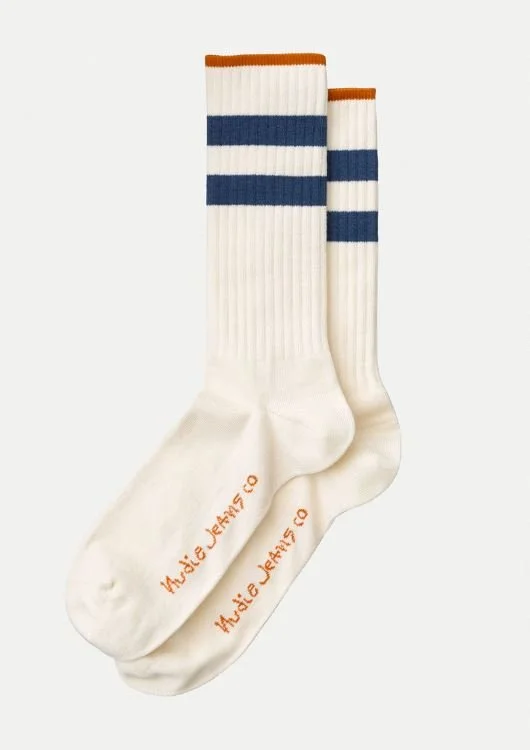 Nudie Jeans - Sport Socks White/Navy