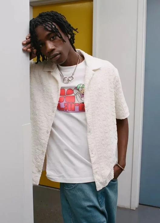 Urban Outfitters - Textured Pattern Terrycloth Button-Down Shirt