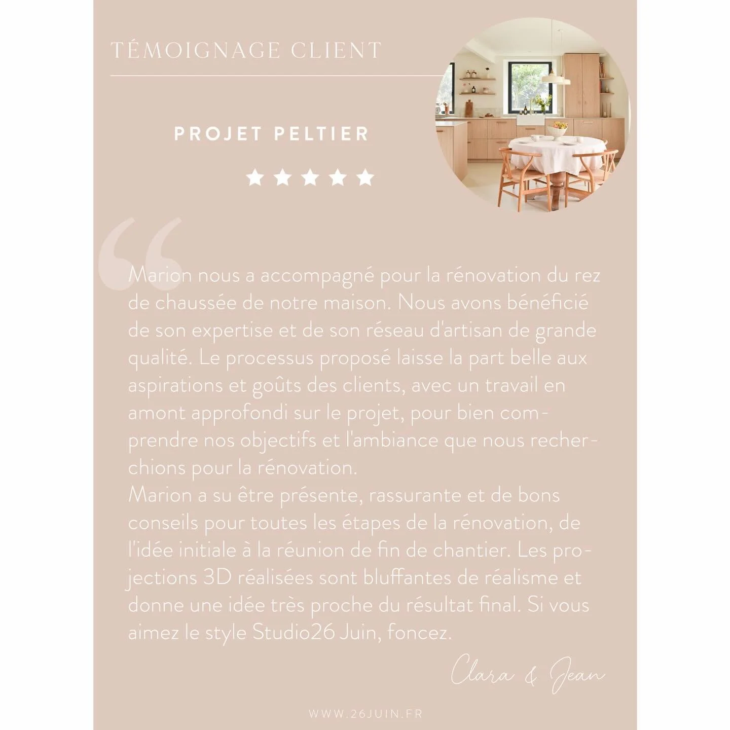 T&Eacute;MOIGNAGE 💌

Derri&egrave;re chaque projet, il y a bien plus que le r&eacute;sultat final ✏️
Il y a les &eacute;changes, la confiance, les choix, les ajustements&hellip;
Vos t&eacute;moignages permettent de mettre en lumi&egrave;re ce travai