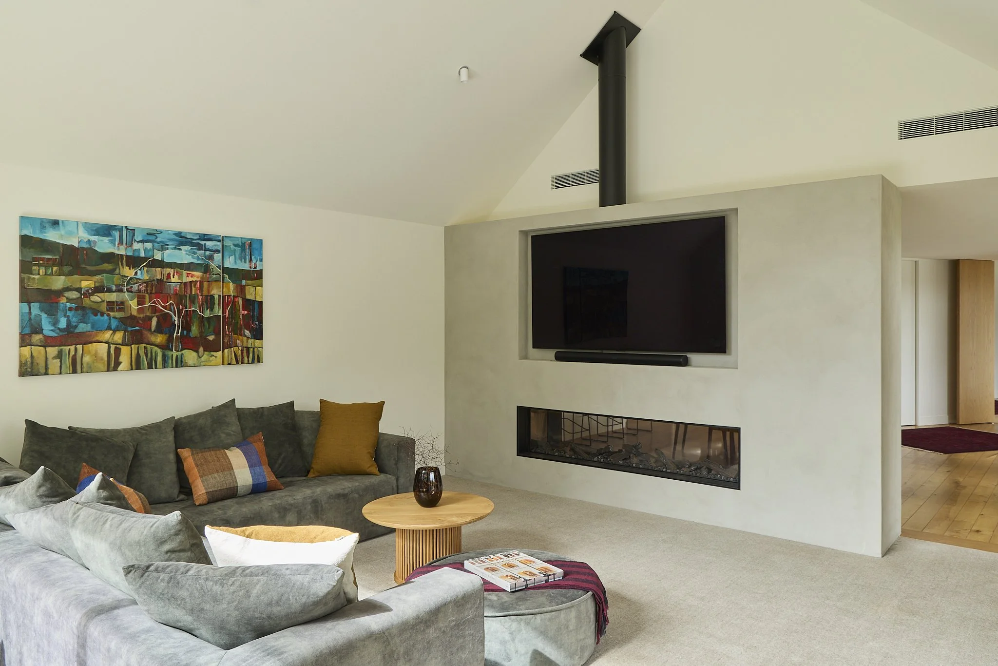 Open-plan living and dining in Tai Tapu home renovation