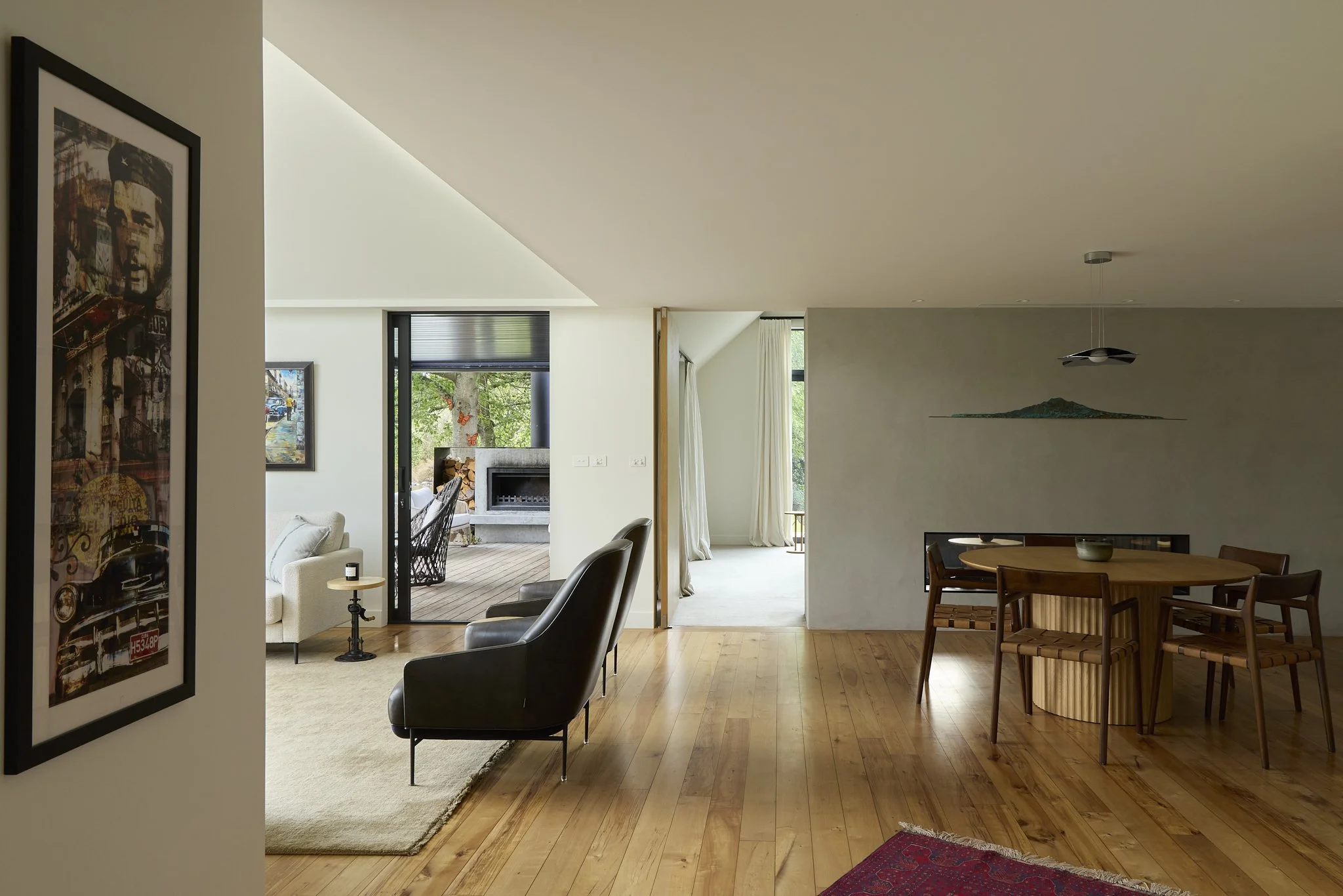 Open-plan living and dining in Tai Tapu home renovation