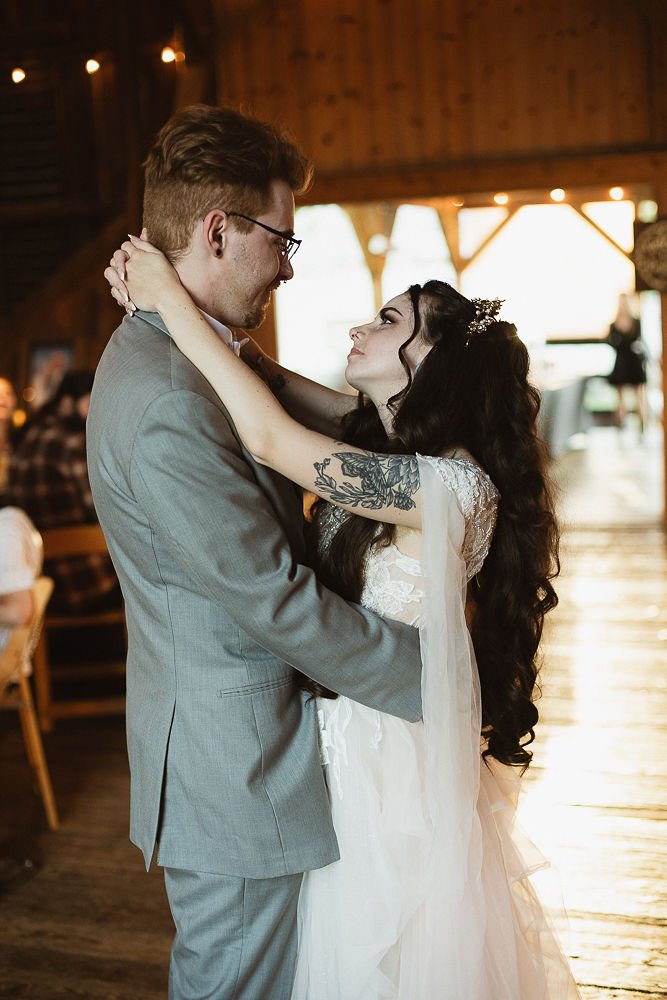 dancing at rustic barn venue