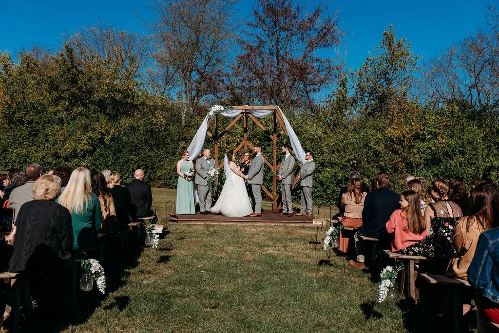 outdoor wedding ceremony- hexagon pergola