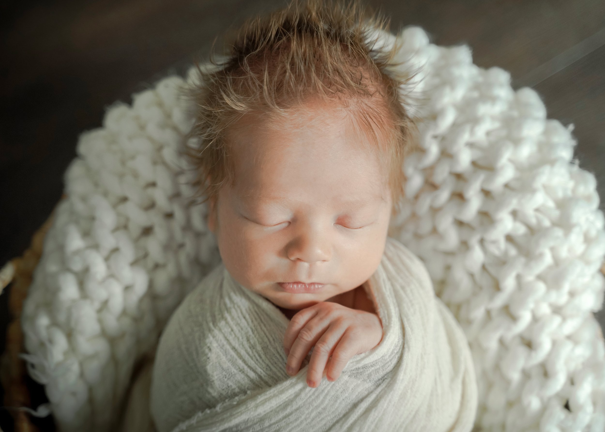 Newborn Baby with Long Hair