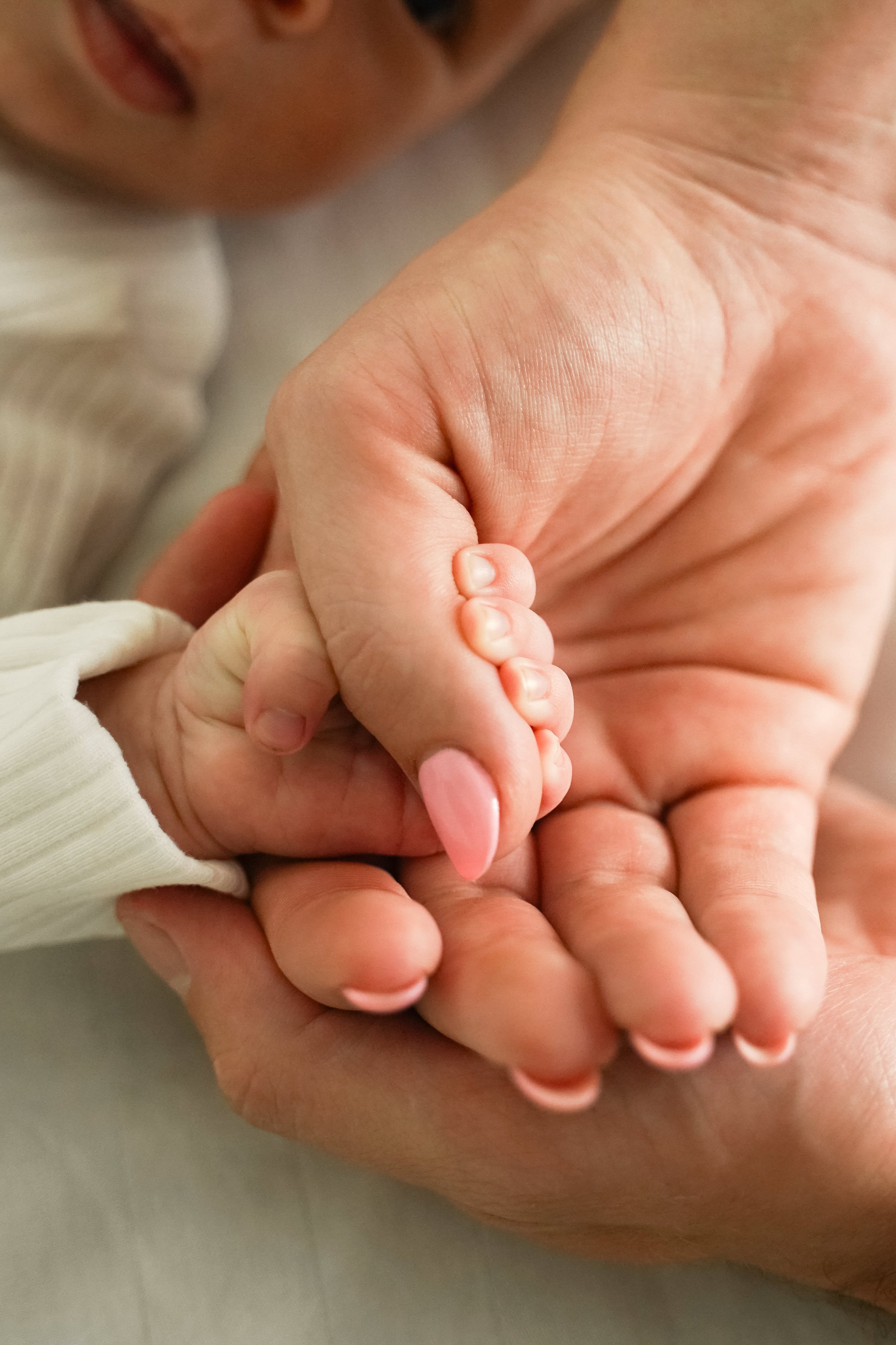 Close Up of Baby's and Parent Hands