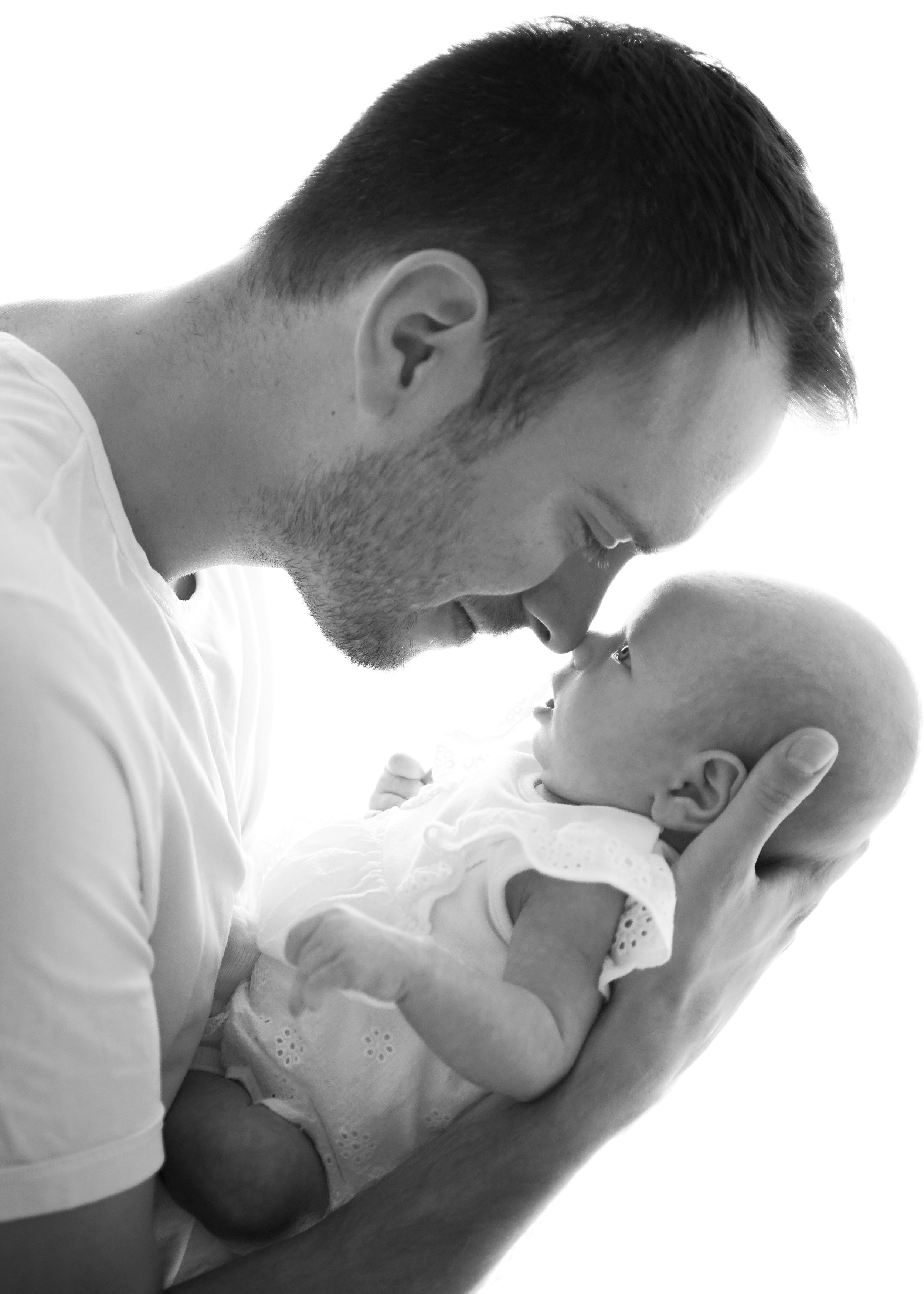 Dad and Baby Black and White Photo