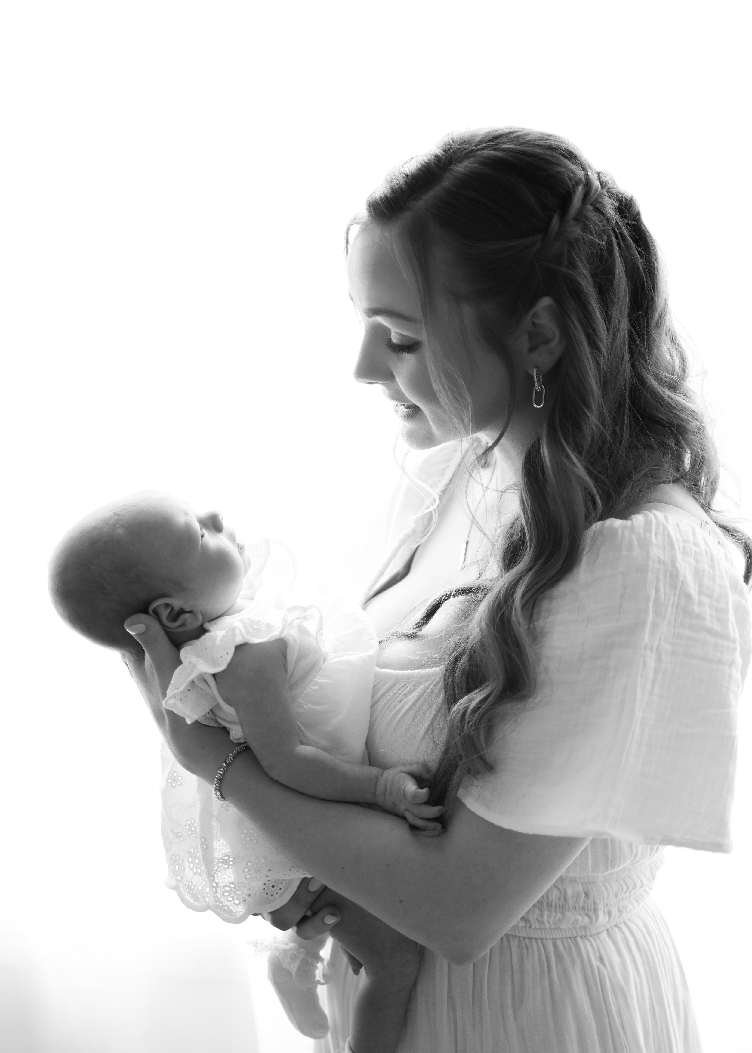 Mom and Newborn Black and White Photography