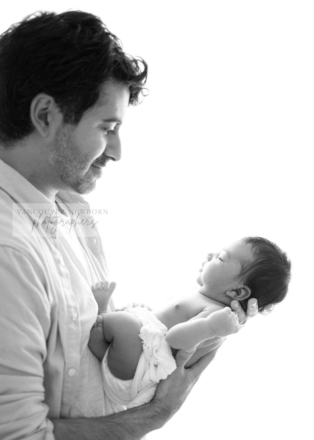 Dad and Newborn Black and White Photography