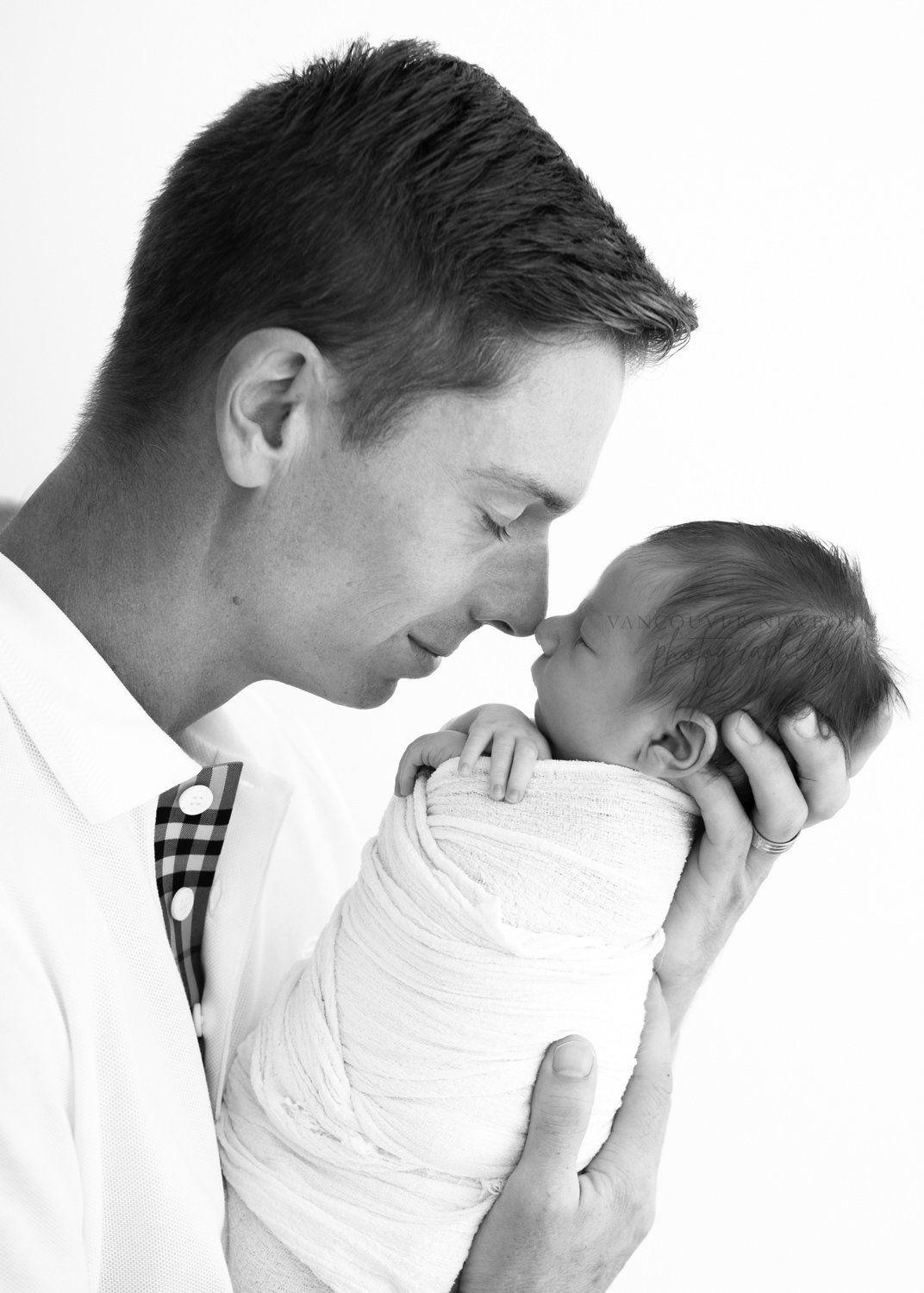 Dad and Baby Portrait Black and White