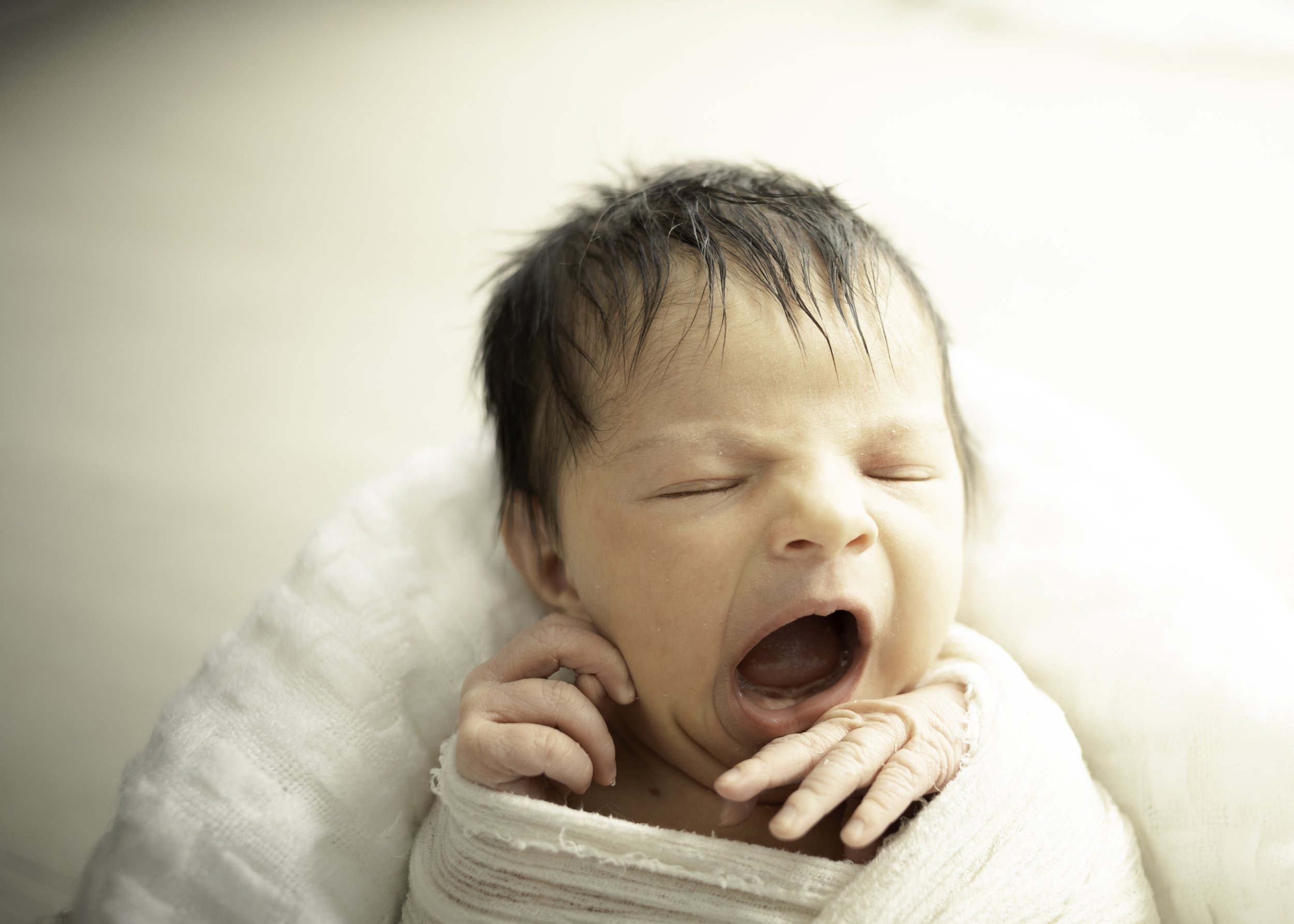 Yawning Newborn Photo Natural