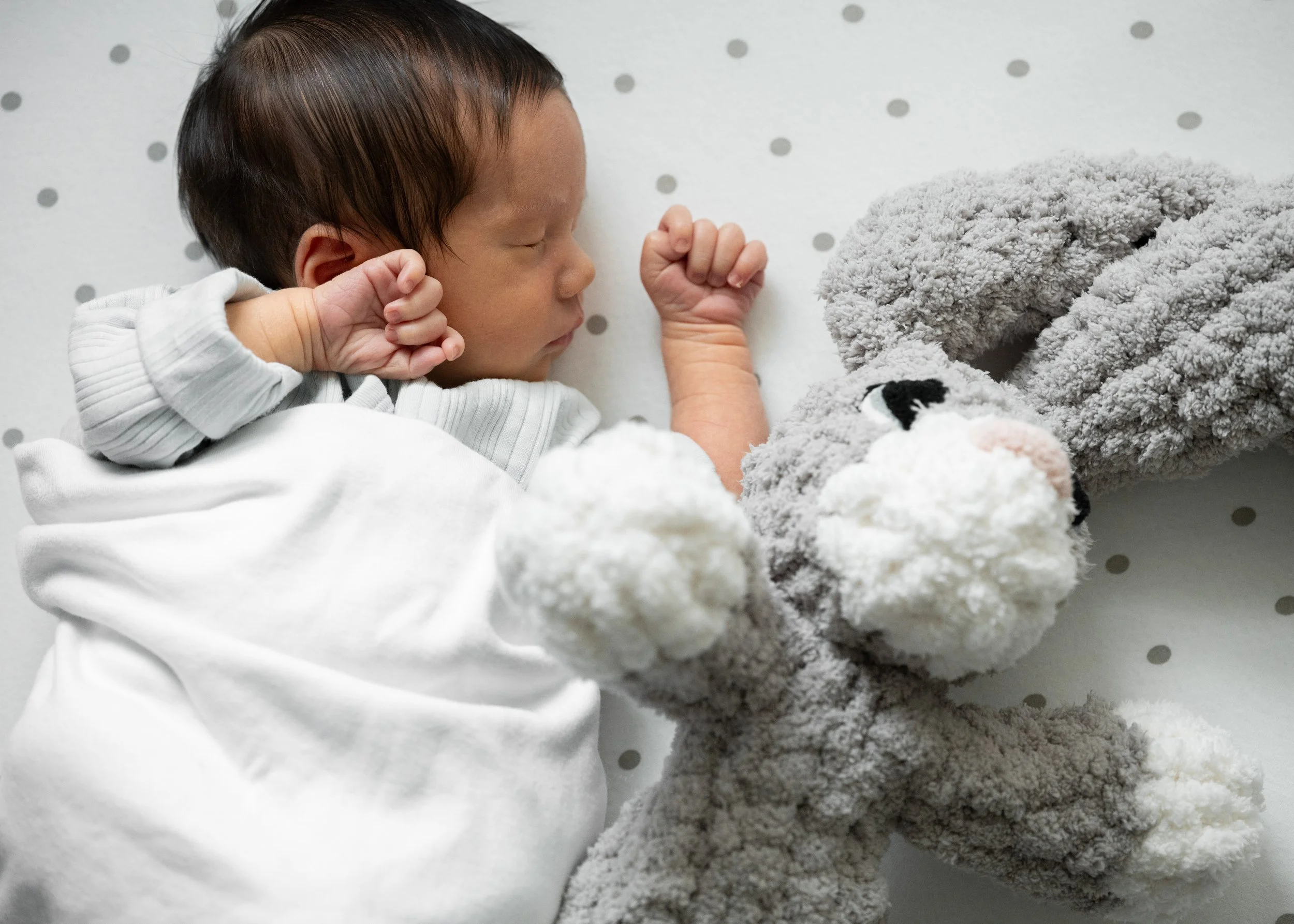 Newborn and Stuffed Animal