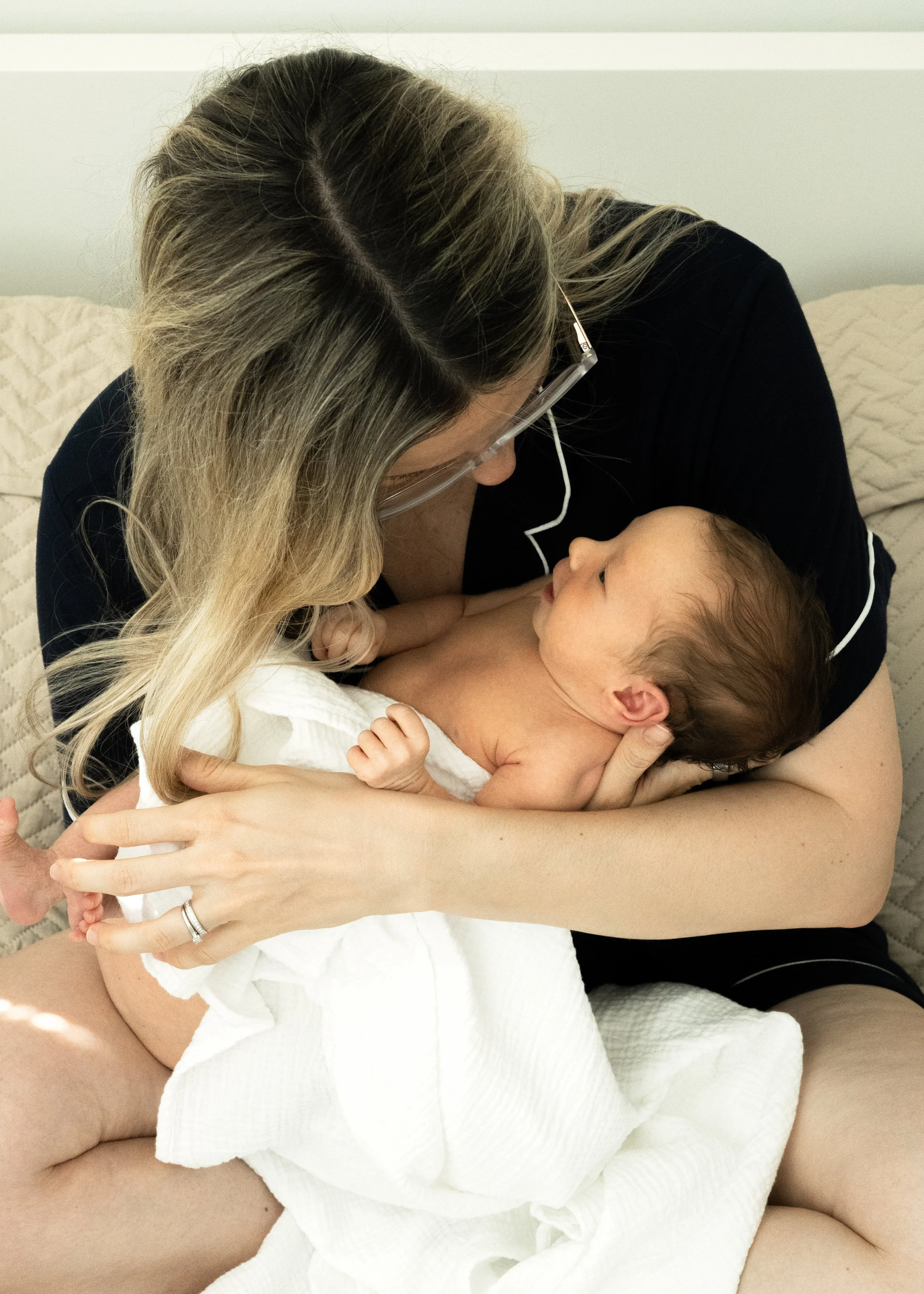 Newborn and Mom Candid Photo
