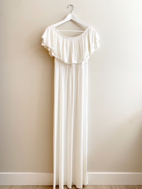 White Maternity Off-Shoulder Maxi - M