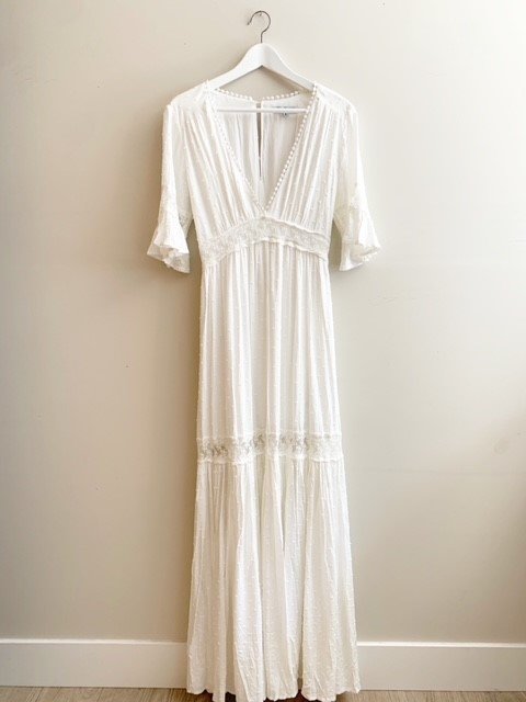Cream Boho V-Neck - M