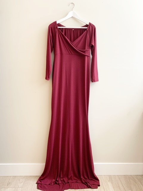Maternity Burgundy Gown with Train - M