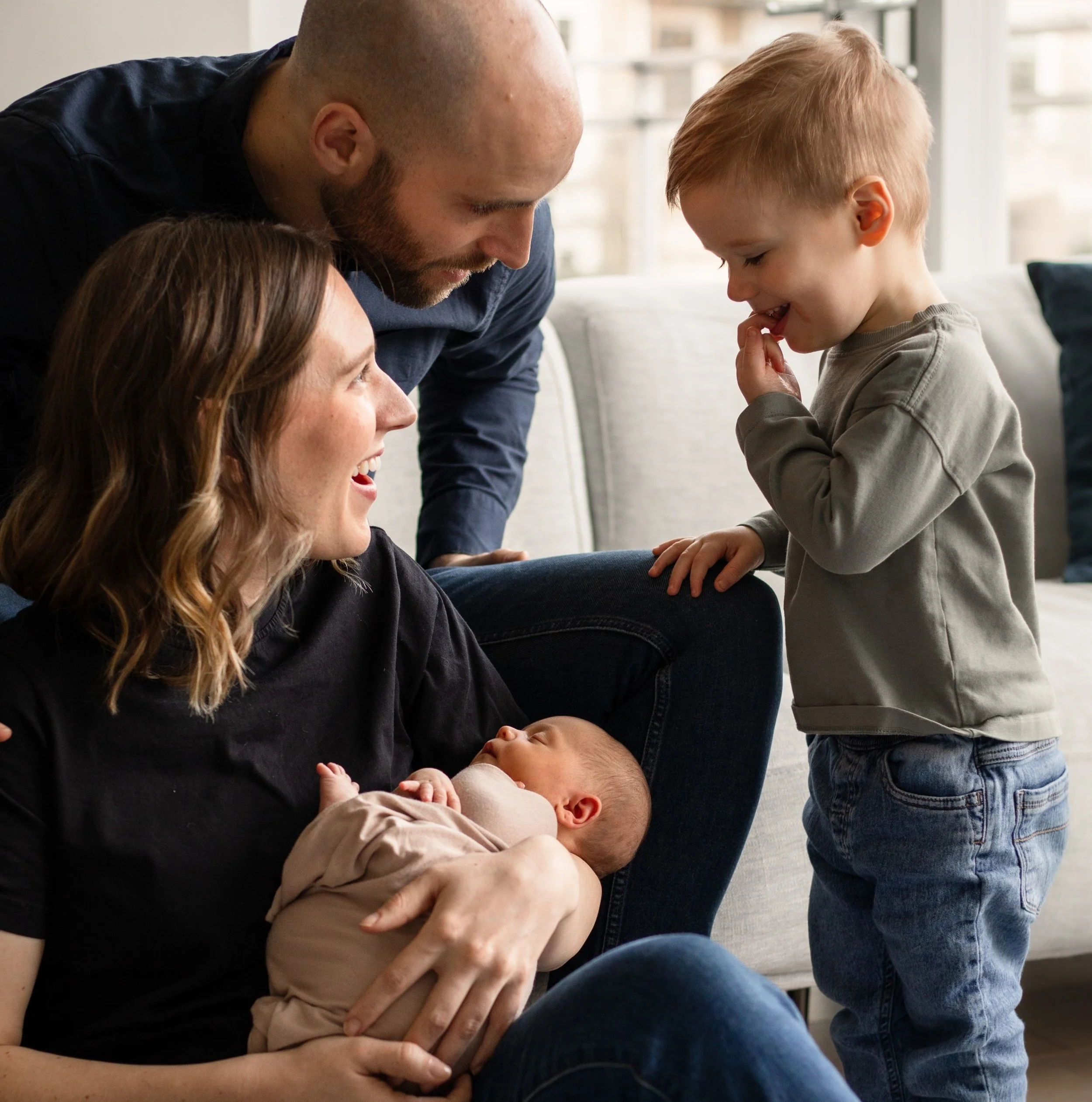 Newborn and family photography in-home captured by Vancouver Newborn Photographers
