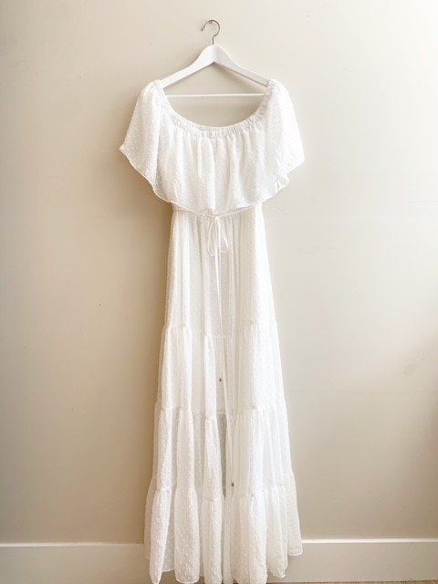 White Off-Shoulder Maxi - M