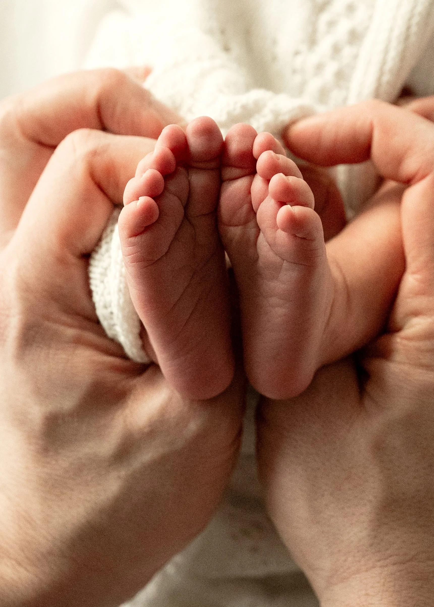 Close up of newborn feet, baby details