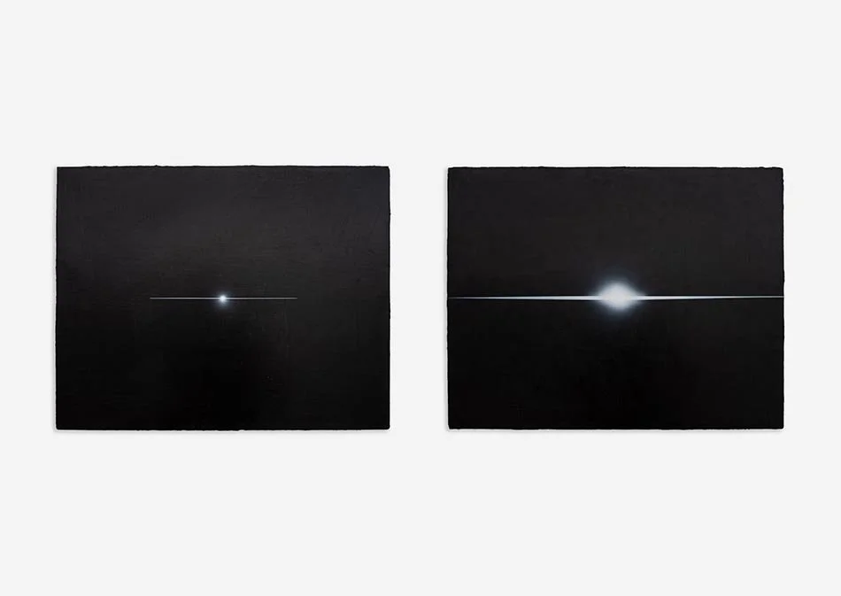   O ﬀ, 2019 Acrylic on linen In 2 parts, each: 28 x 36 cm (11 x 14 in) Overall: 28 x 72 cm (11 x 28 in)   