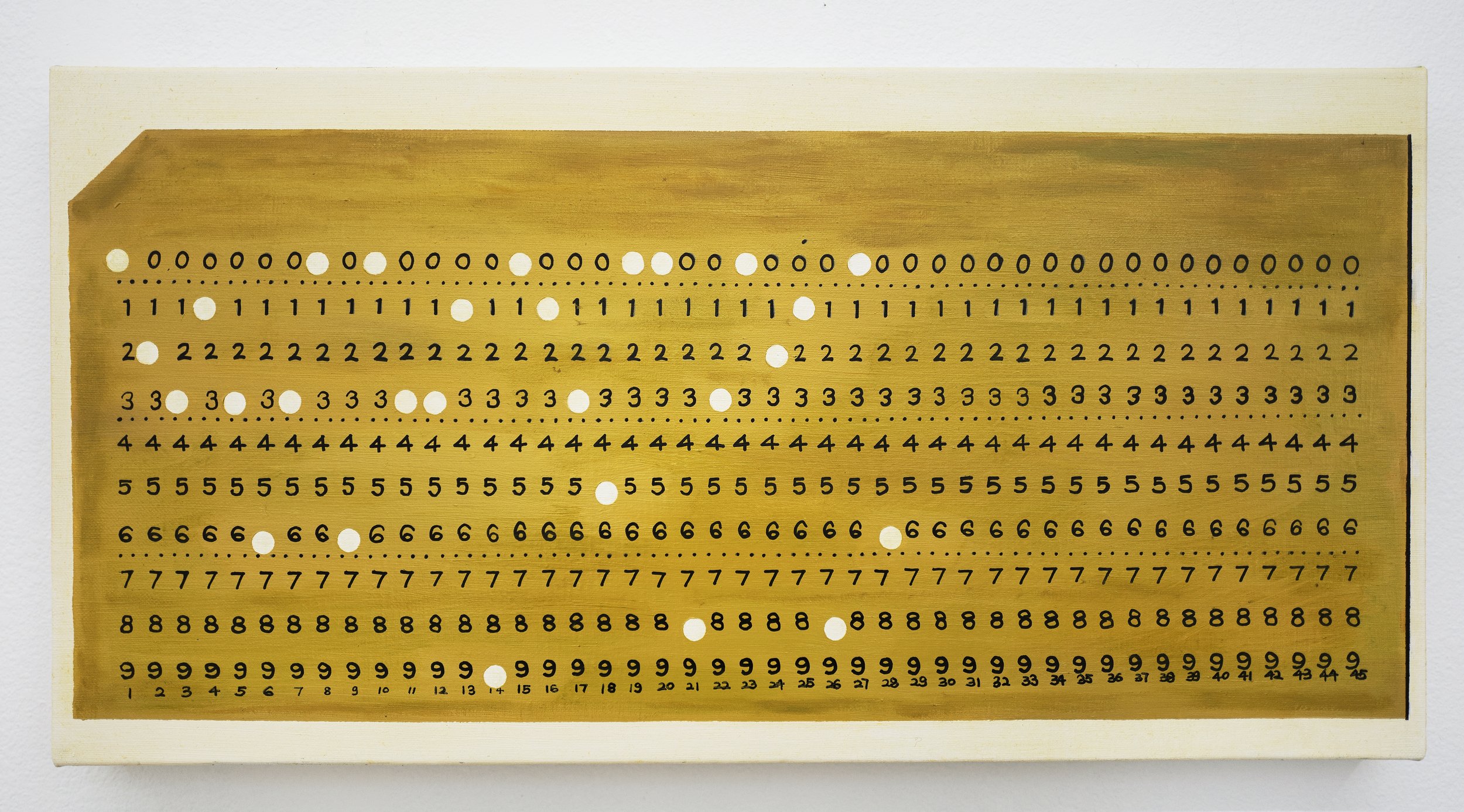   Punched card 1 , 2022  Oil and acrylic medium on linen   30 x 61 cm (12 x 24 in)  