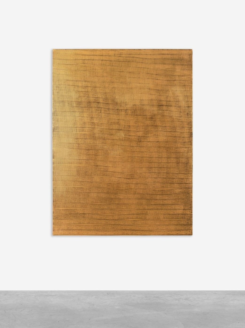   Privacy 2 , 2021 Acrylic and ink on canvas 122 x 92 cm (48 x 36 in)  The privacy protection stamp was used to create this series of paintings. A vague pattern forms in the combination of control and chance. The textured image conveys time and space