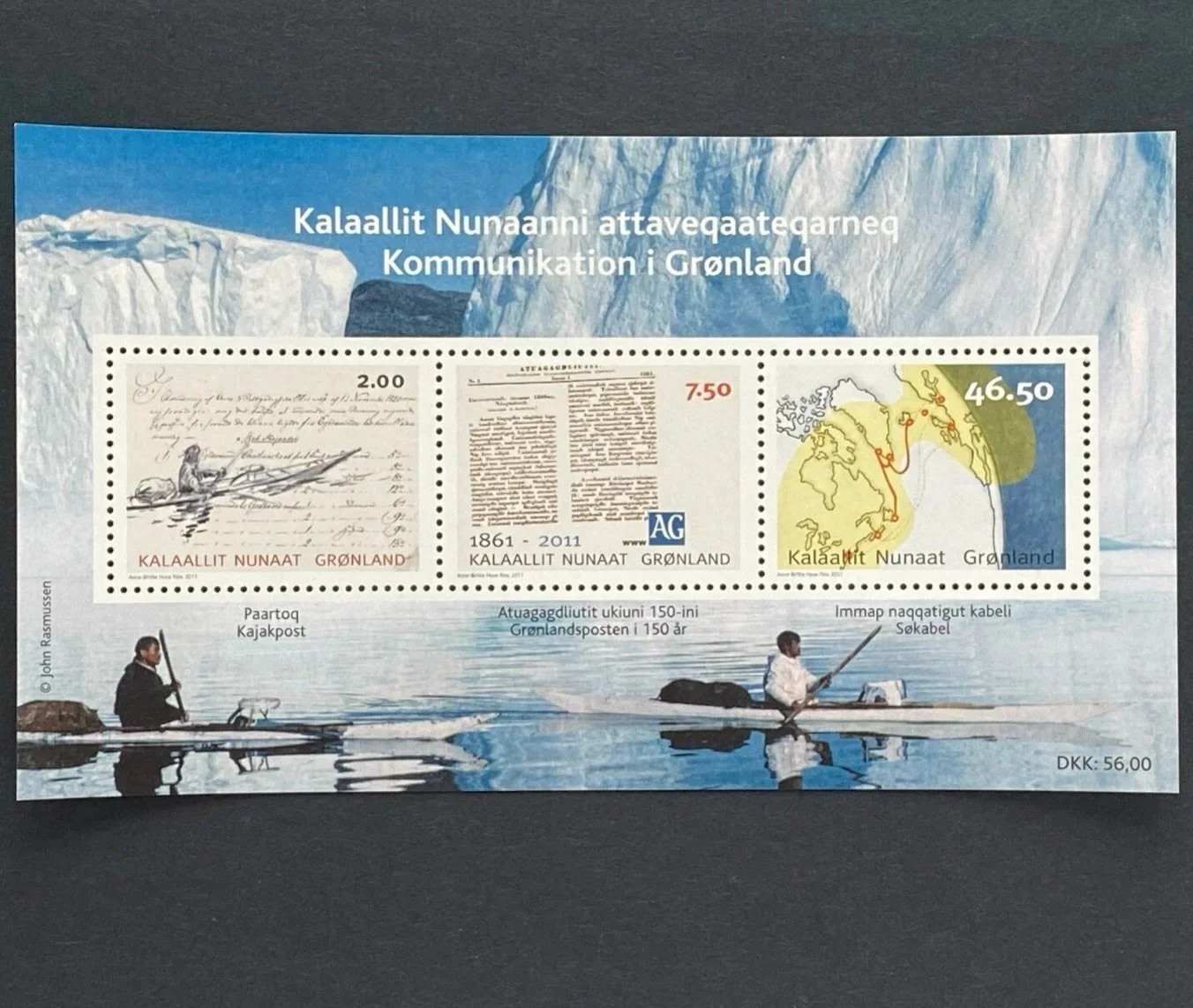 Greenland, 2011
Telecommunications infrastructure and territorial communication systems

This set juxtaposes three historical media infrastructures within Greenland&rsquo;s communication history: kayak-based postal relay, print circulation, and subma