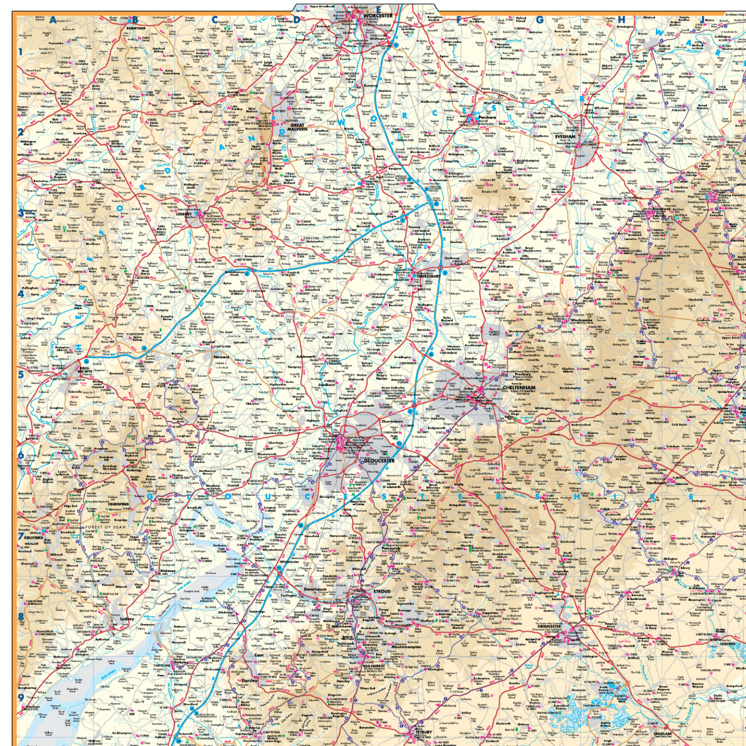 Cotswolds map at 1:126,720 scale from the Goldeneye Cotswolds Map & Guide