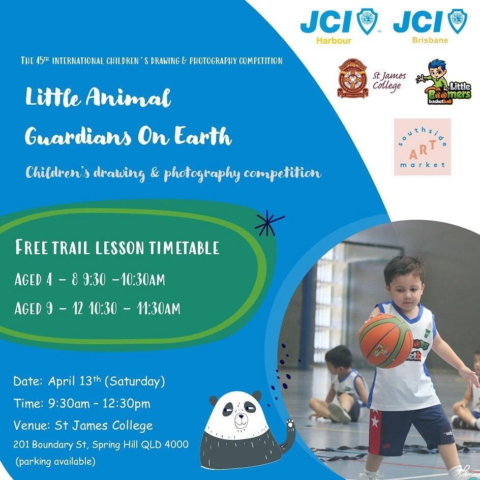 Four days to go! If you&rsquo;re interested in bringing your kids to our event, please find the timetable for the basketball training. 

Additionally, kids can enjoy the drawing corner supported by @southside_artmarket 

#JCI #JCIBrisbane #Drawing #K