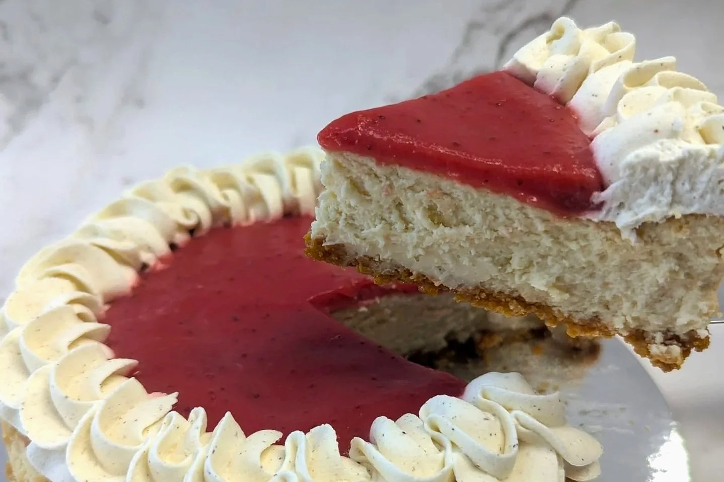 Cheesecake slice with strawberry — Oh Happy Bake