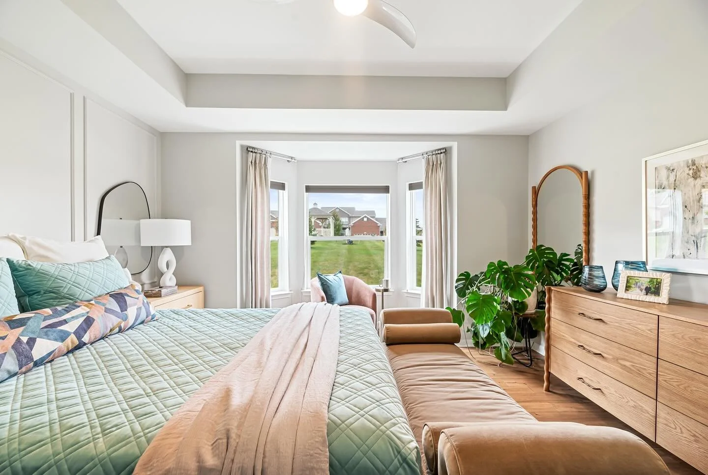 Master Bedroom Transformation 
Swipe left ⬅️ to see where we started!

Our wonderful clients retired and loving their pickleball, electric bikes, and time with grandchildren were ready to make this new home truly their own. We started with the master