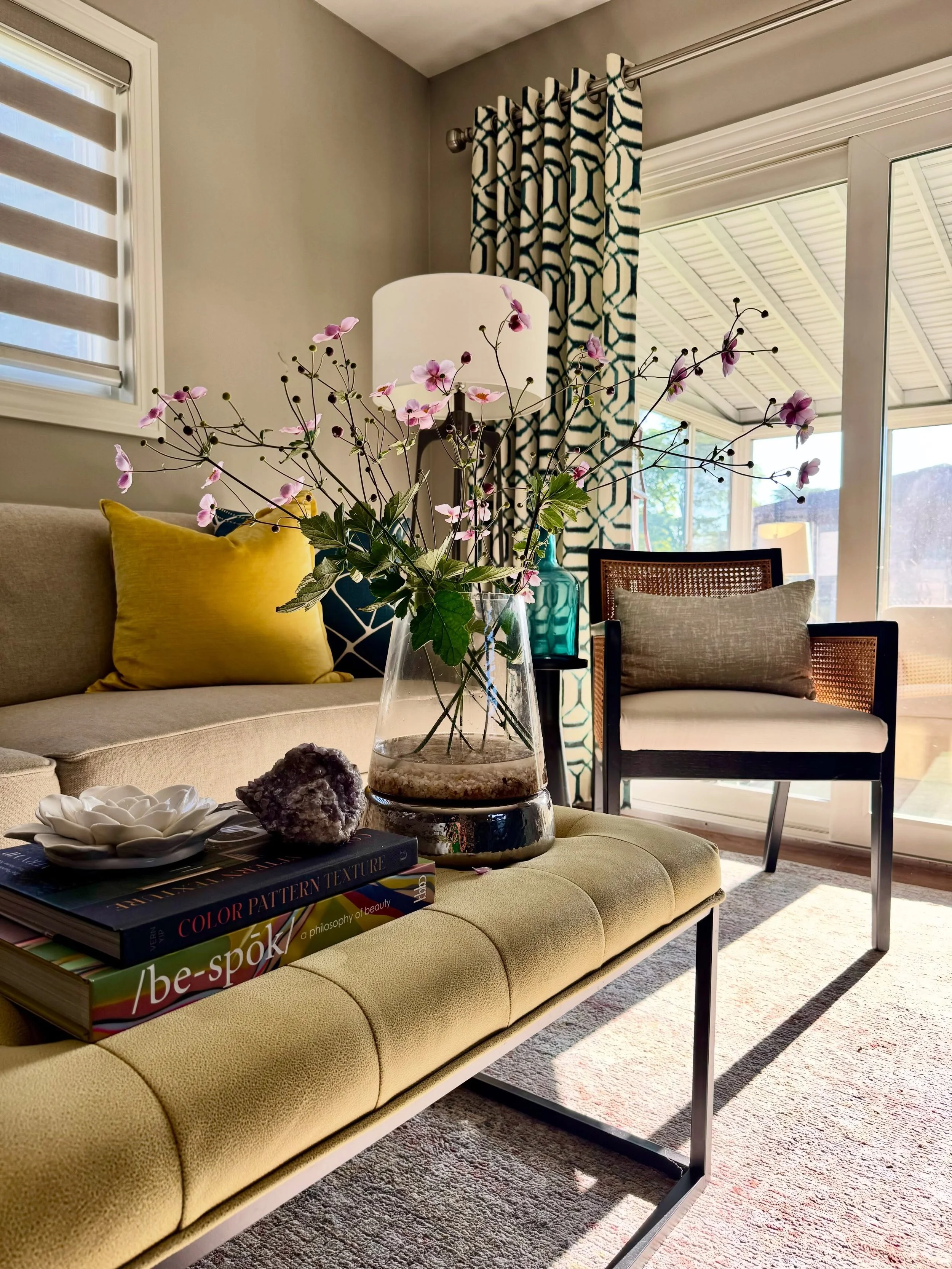 Sometimes the simplest touches bring the biggest smiles. 

One of my favorite things is bringing a little bit of the garden indoors. I clipped a few Japanese anemones from my garden, and they instantly added something special to the room.

Whether it