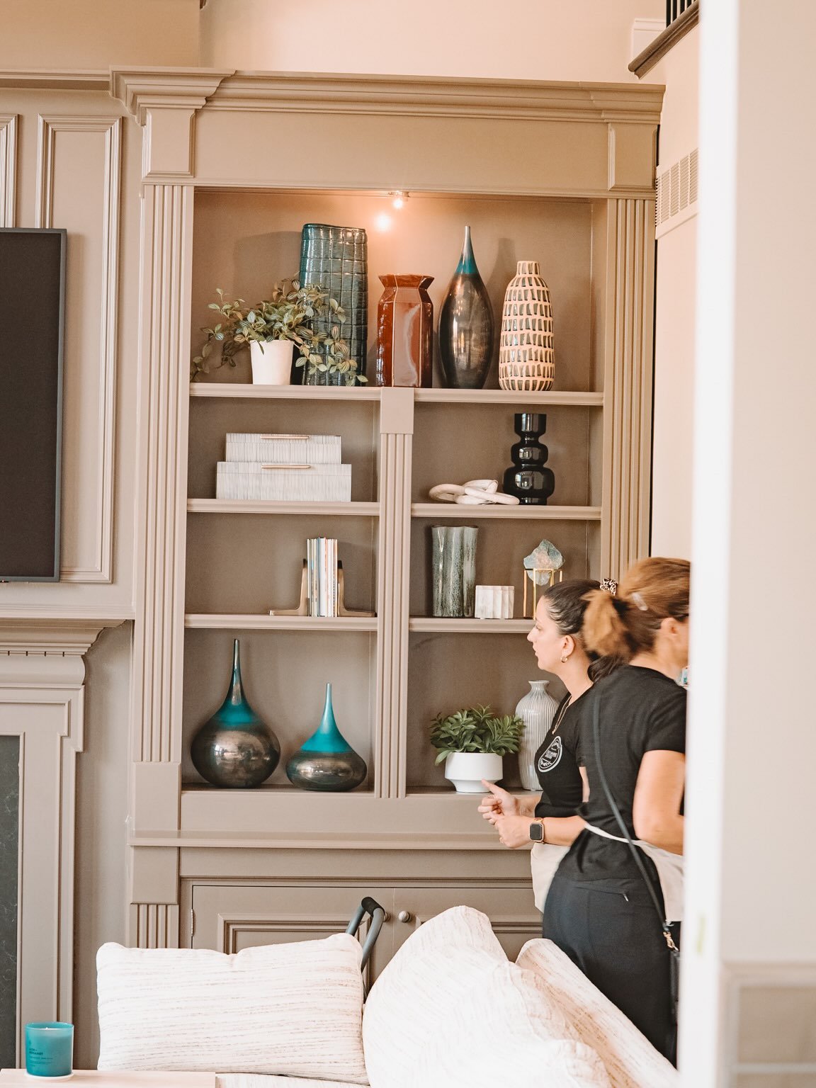 We&rsquo;ve come a long way at Project Hampton, and these before and progress photos show just how far this great room has come.

We are not always fans of placing the TV above the fireplace, but for this room, it was the right choice. It allowed for