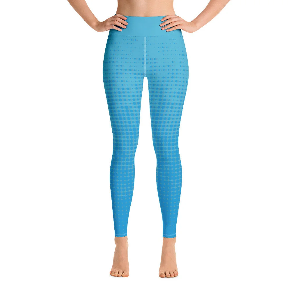High Waisted Blue Yoga Leggings 