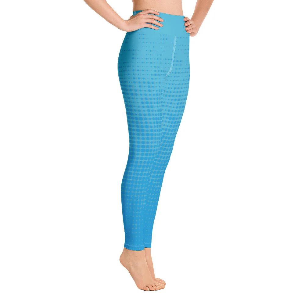 High Waisted Blue Yoga Leggings 
