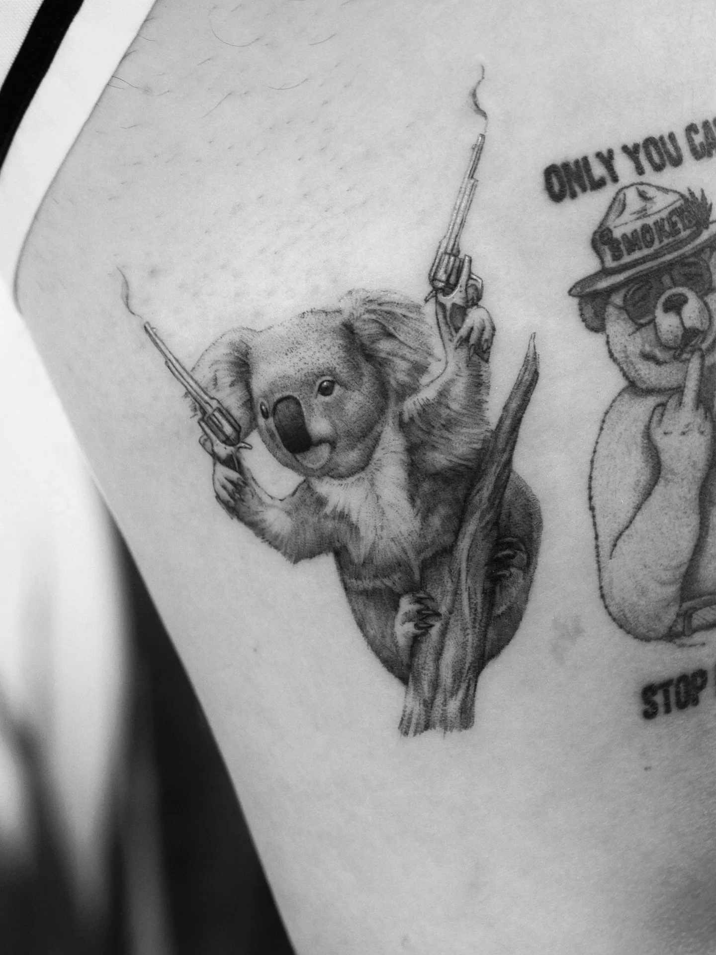&ldquo; KOALA-fied Shooter &ldquo; 🐨

Big Ups to my boy Jeff for letting me add to the thigh gallery. 

#tattoos #koalatattoo #seattletattoos #seattletattooartist #inked #legtattoos #seattleartscene