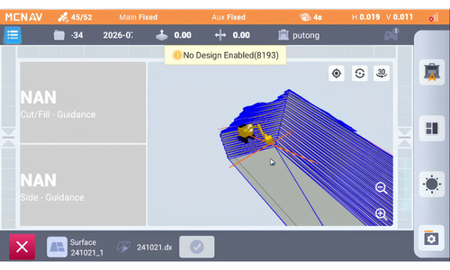 3D printer screen displaying a blue layered print model with guidance and settings options.