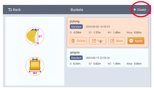 Review existing buckets or create a new one in TX73 Software