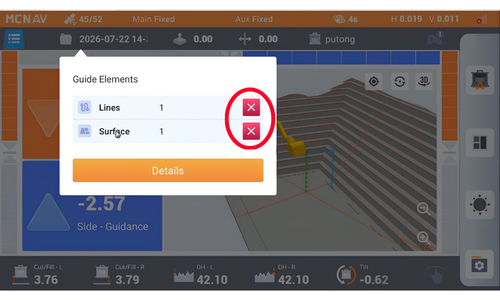 Turn off a guide element when you no longer need it in CHCNAV TX73 Software