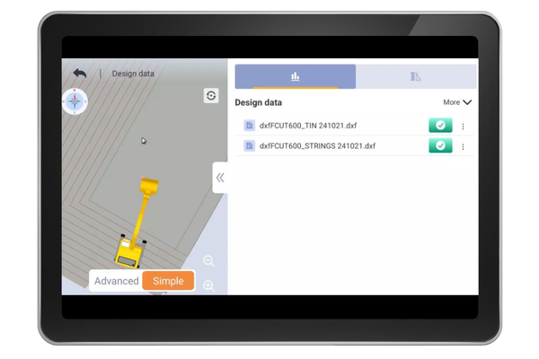 Tablet displaying a design interface with 3D model and design data files listed.