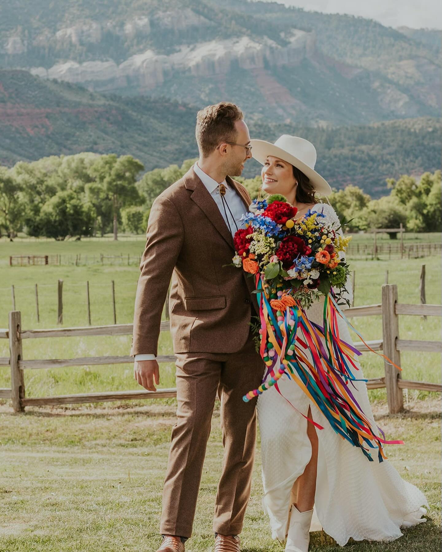 This bridal bouquet with all of the colors and textures and ribbons for this Moroccan Garden Party wedding was stunning and so fun.💙

Photography: @dawn.louise.photography
Florals: @mountainbelleflowerfarm @superetteweddings
Bar: @thethirstyrooster
