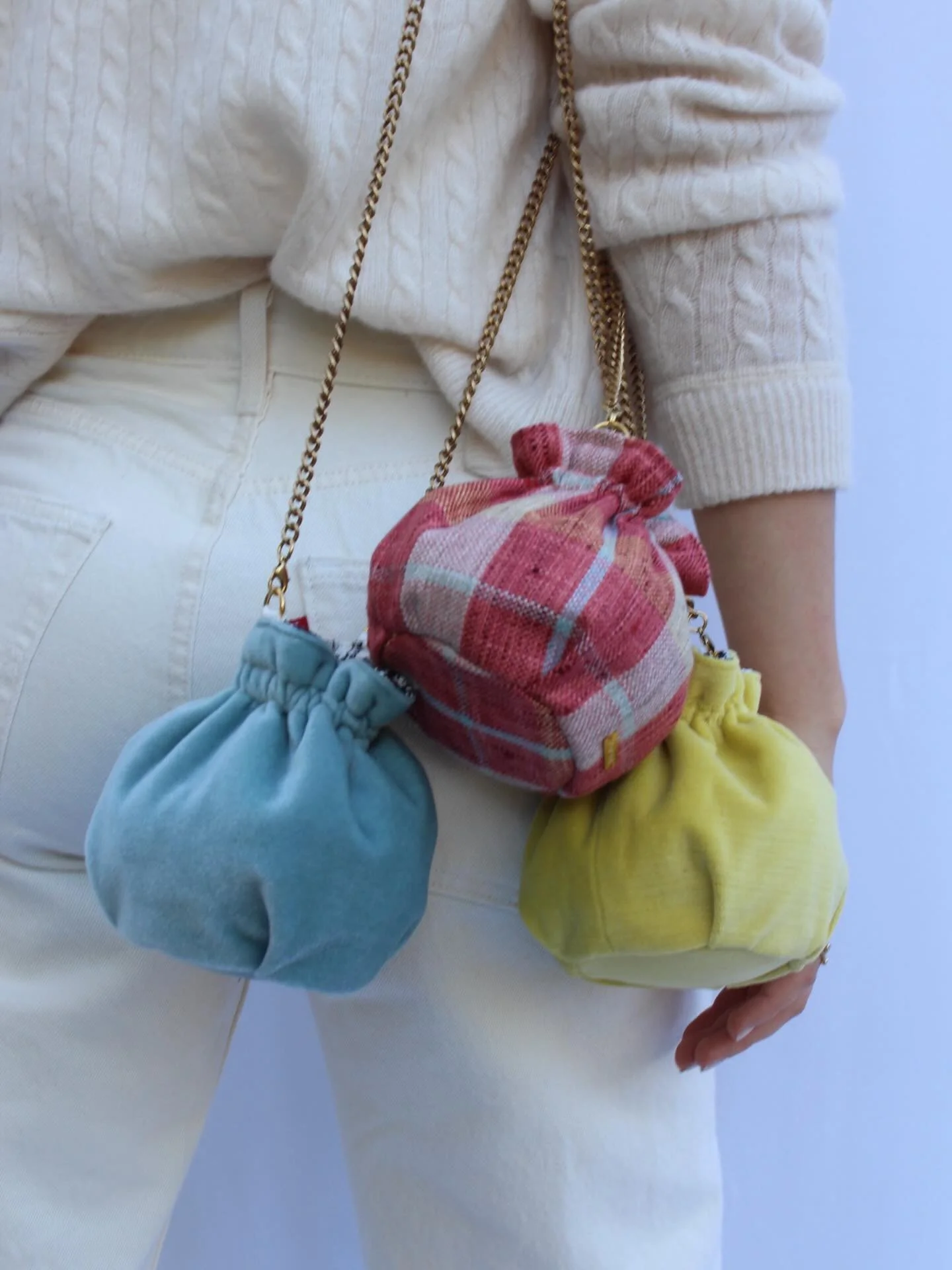 Meet Margot - a charming, vintage-inspired linen plaid - paired with several of our favorite velvets. Available in classic or mini size. Enjoy 20% off during our BFCM sale! 🤎