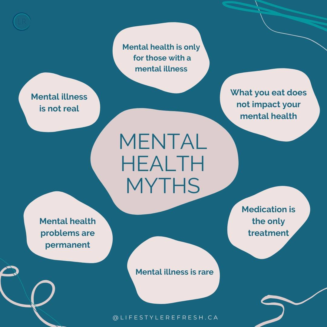 Being in the online space and working as both an OT and nutritionist with clients struggling with a variety of mental health concerns, I see a lot of myths about mental health circulating around. One of these myths is is that &quot;what you eat doesn