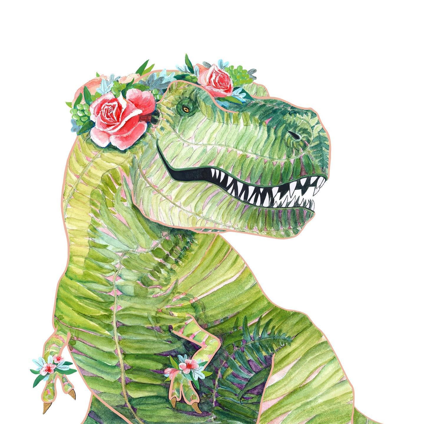It all began with a &ldquo;portrait&rdquo; of fern covered T-Rex wearing lei po&rsquo;o 🌿
.
We had half as many children, which meant I could occasionally pull out a piece of paper during the daylight hours and watercolor. Daddy had just built the g