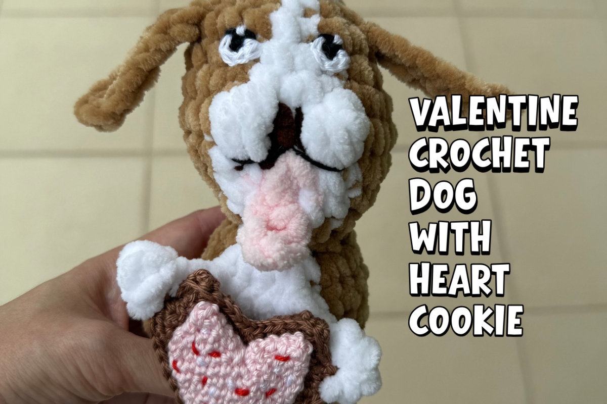 dog with crochet cookie
