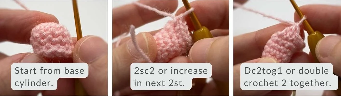 step 1 in crocheting bend using stitch count and height