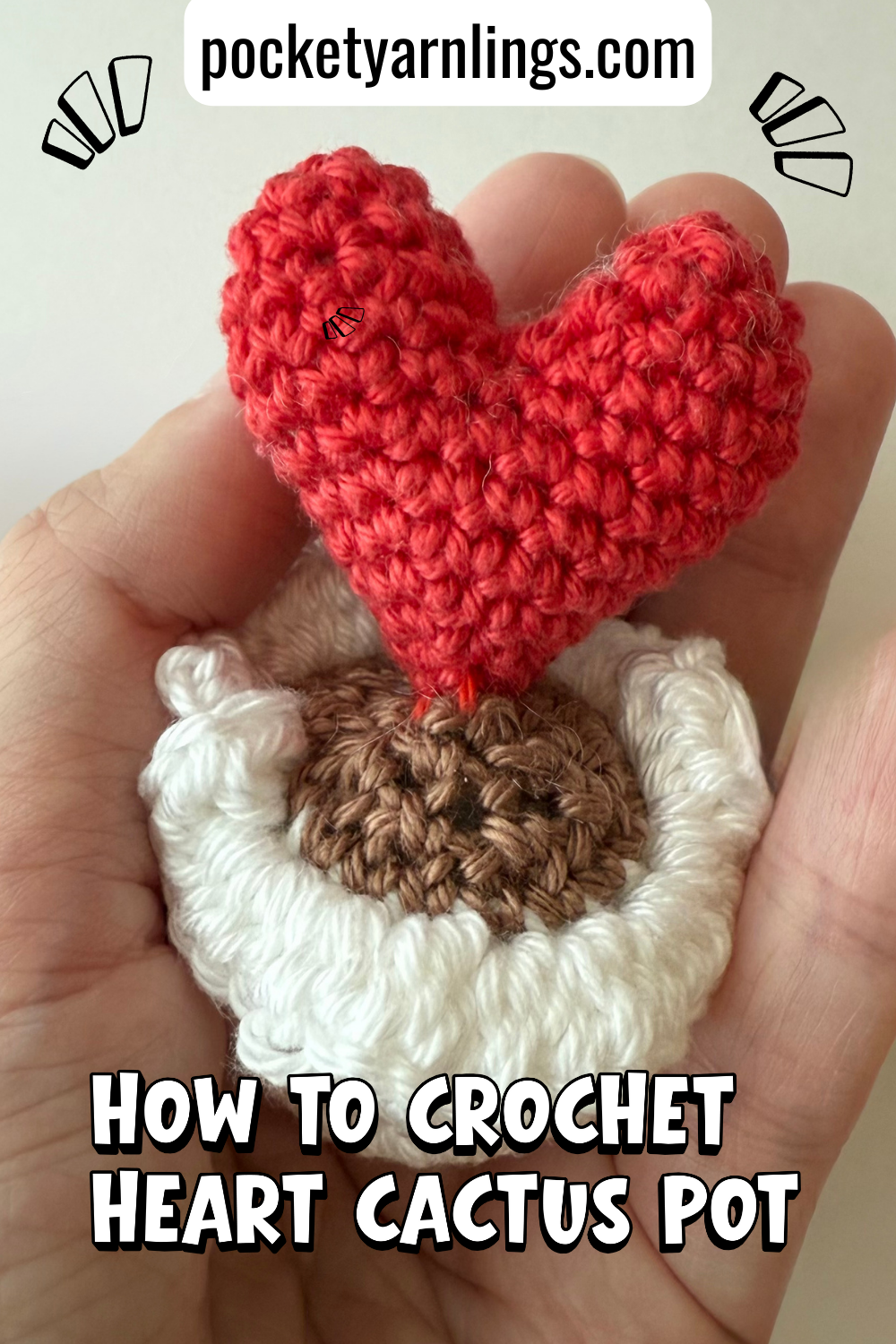 easy heart potted amigurumi