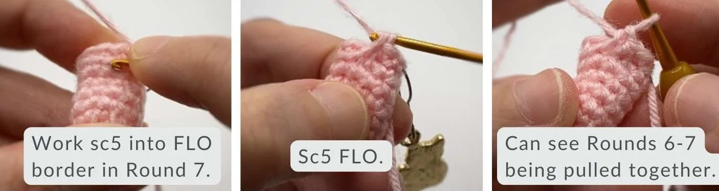 crochet bends using flo and blo