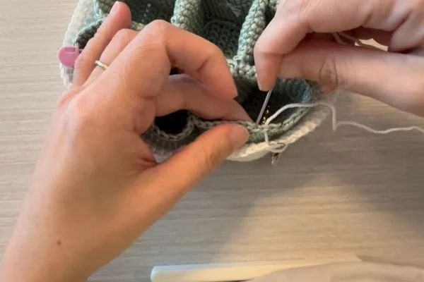 sew crochet box together