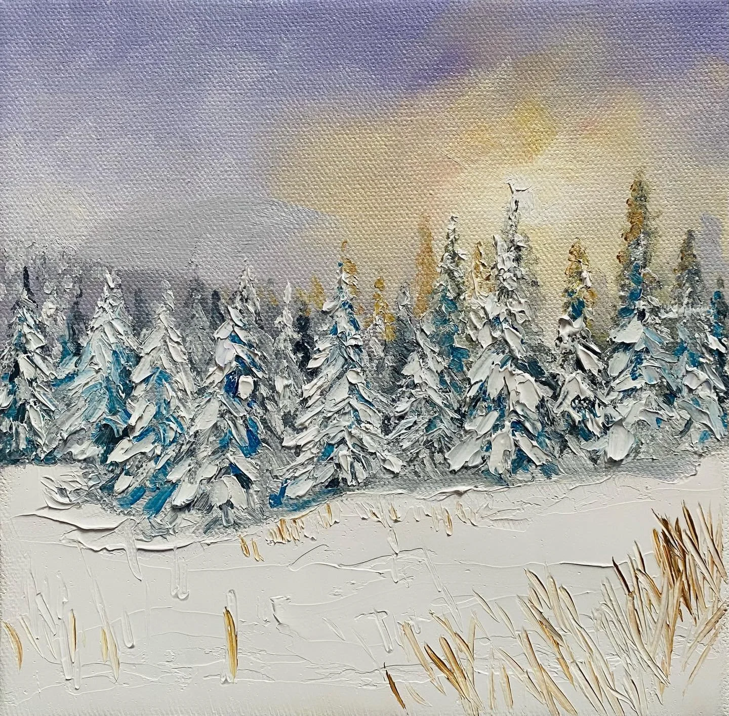 There&rsquo;s a quiet magic in a soft violet sky&mdash;the kind of quiet that fills the soul with a sense of calm. 

&ldquo;Violet Sky&rdquo;
8x8x1.5 inch 
Oil on stretched canvas
*available on my website